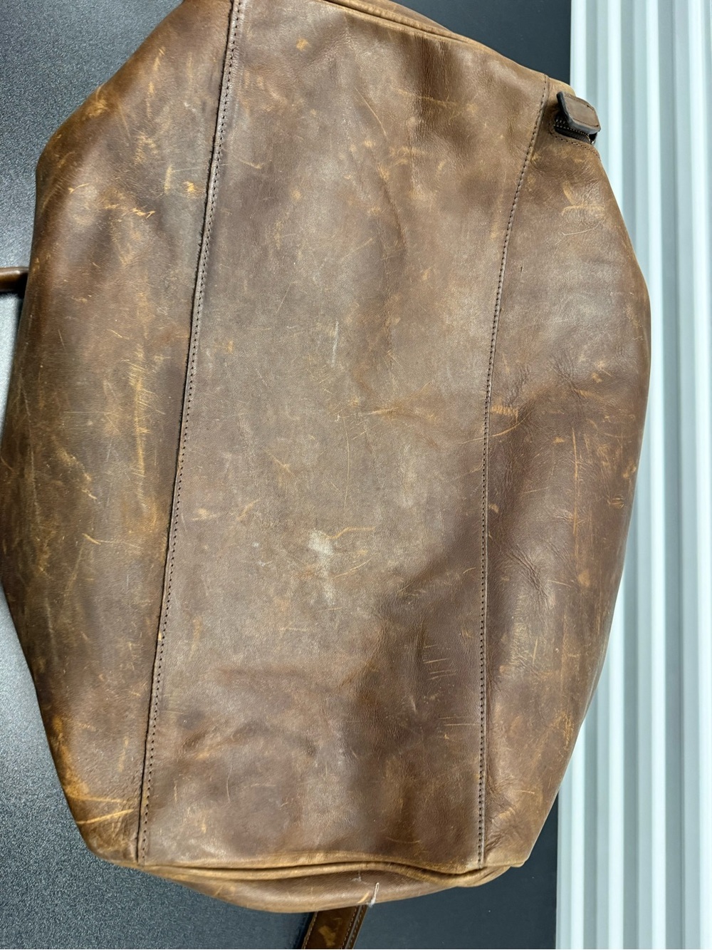 Moore & Giles Brown Leather Duffle Bag, Adjustable Strap, 19"-22 - Picture 8 of 8